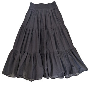 Natural Life Charcoal Tiered Cotton Maxi Skirt Soft Goth Whimsigoth Women's SZ M